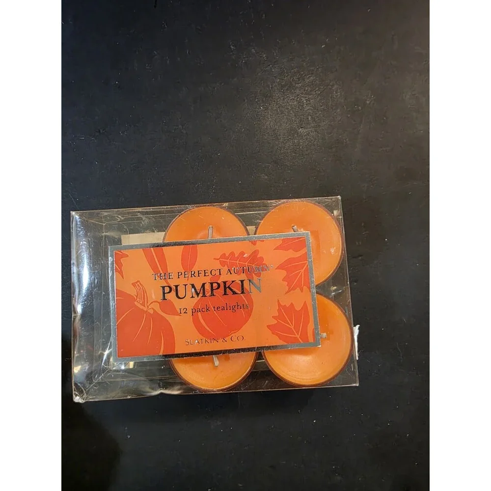 Vintage Slatkin & Co Bath Body Works Tealight Candle Lot Pumpkin Spice Autumn Ch